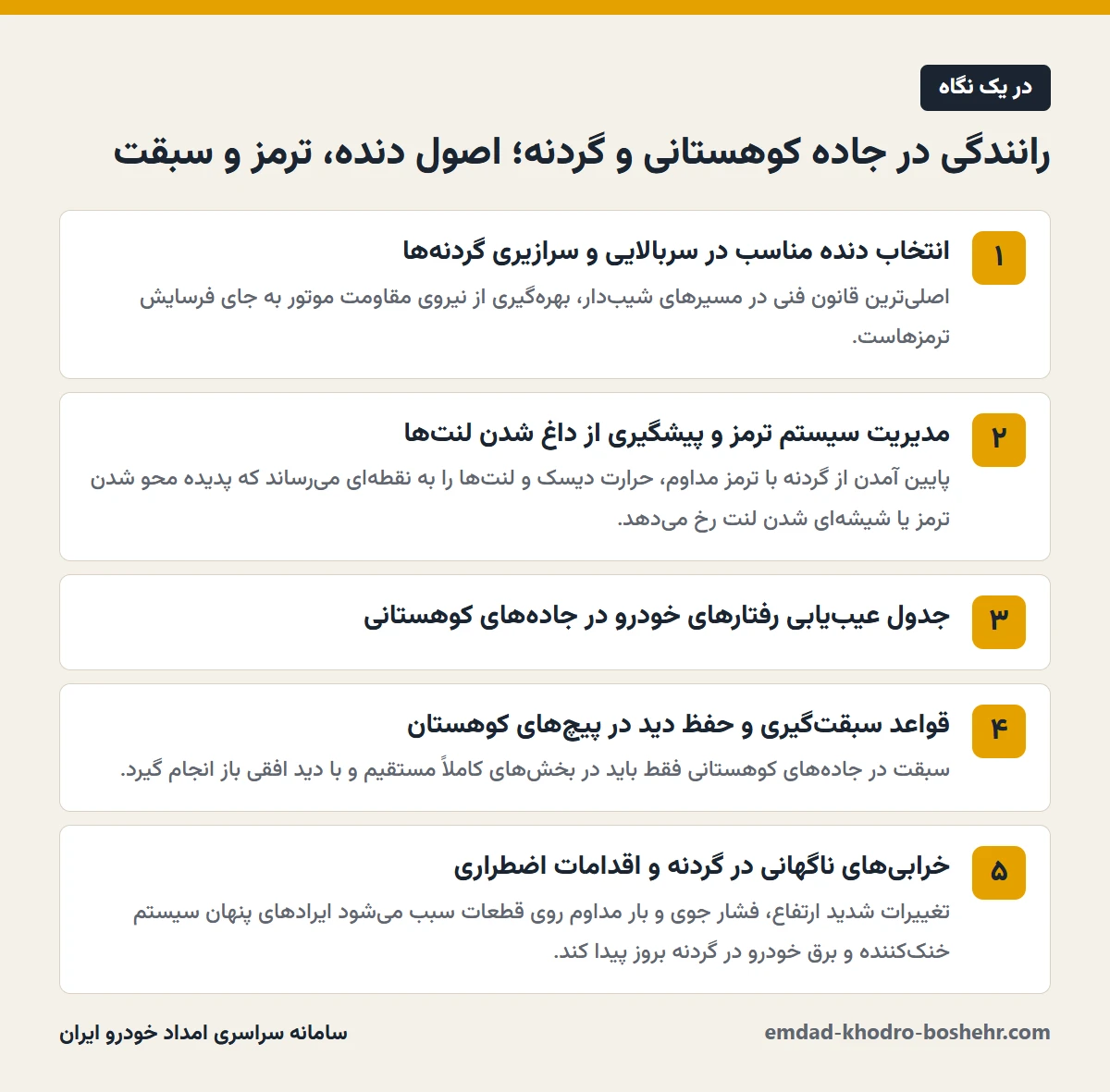 رانندگی در جاده کوهستانی و گردنه؛ اصول دنده، ترمز و سبقت در یک نگاه