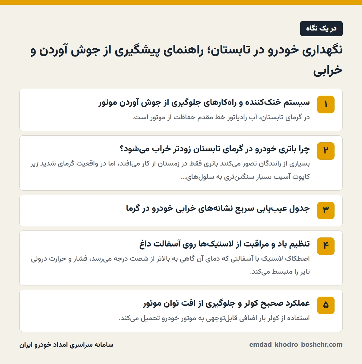 نگهداری خودرو در تابستان؛ راهنمای پیشگیری از جوش آوردن و خرابی در یک نگاه